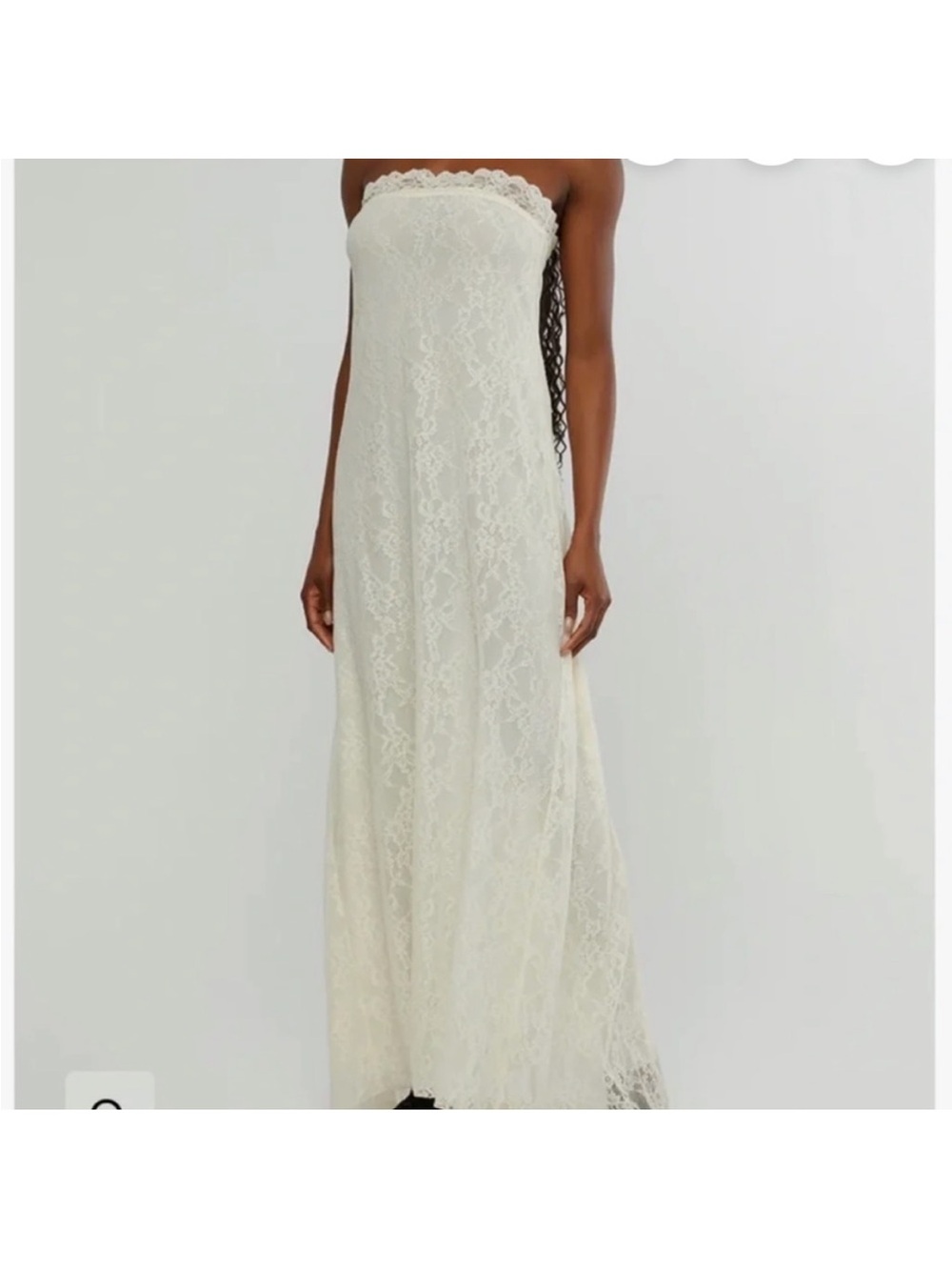 WeWoreWhat Strapless Lace Maxi Dress in Cream